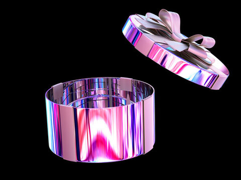 3D渲染的酸性風(fēng)圓形禮盒
