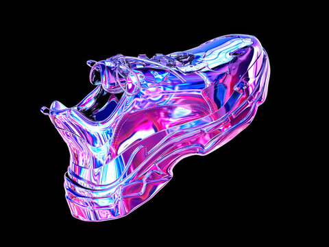 3D渲染的酸性風運動鞋