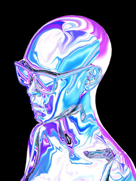 3D渲染的酸性風女性頭部