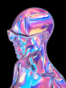3D渲染的酸性風(fēng)女性頭部