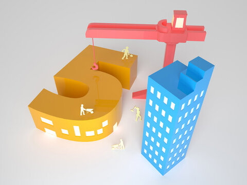 3D渲染的五一藝術(shù)字建筑場(chǎng)景