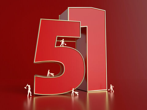 3D渲染的五一藝術(shù)字勞動(dòng)場(chǎng)景