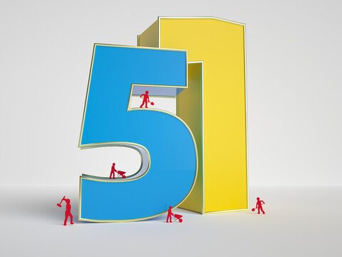 3D渲染的五一藝術(shù)字施工場(chǎng)景