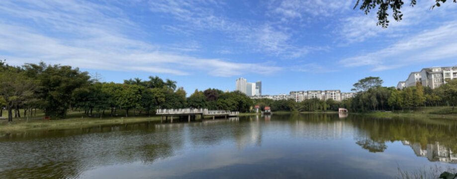 湖景綠景水景全景實拍樓書背景