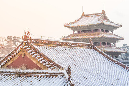 冬天雪后的沈陽清昭陵