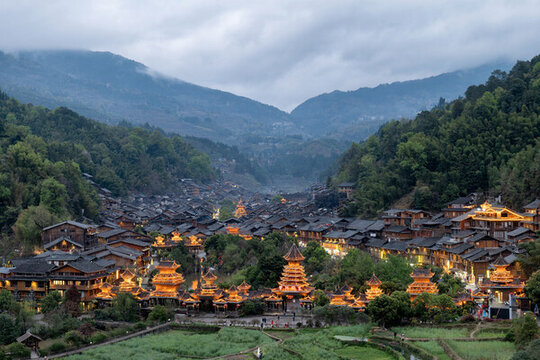 貴州肇興侗寨夜景