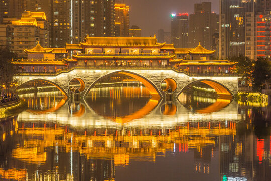 中國四川成都九眼橋燈光夜景