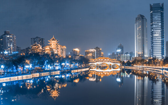 中國四川成都九眼橋燈光夜景