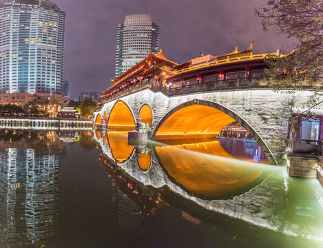 中國四川成都九眼橋燈光夜景