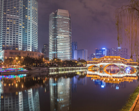 中國四川成都九眼橋燈光夜景