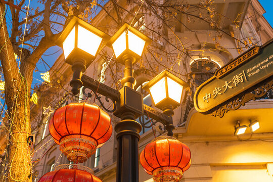 中國哈爾濱中央大街夜景