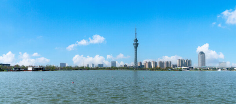 常熟琴湖公園城市風光全景
