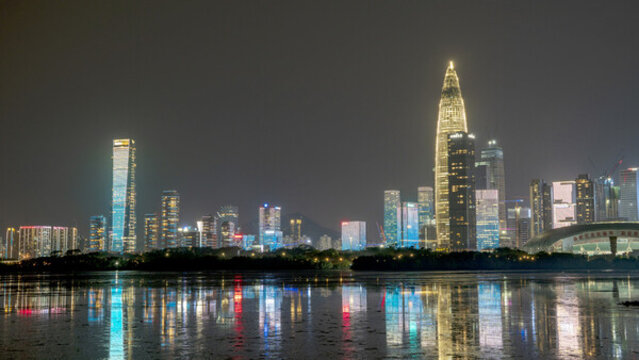 城市夜景深圳湾灯光秀