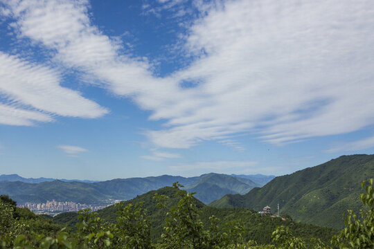 藍(lán)天白云青山綠樹城市
