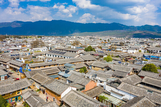 航拍云南麗江束河古鎮(zhèn)麗江古城