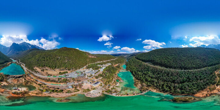 航拍麗江藍(lán)月谷風(fēng)景區(qū)VR全景