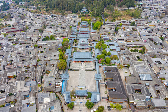 航拍麗江古城木府土司木氏衙署