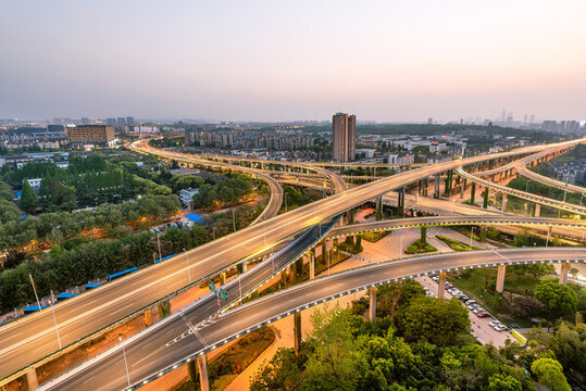 南京的立交橋城市建筑夜景