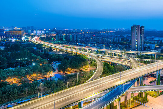 南京的立交橋城市建筑夜景