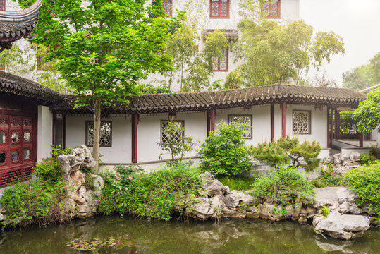 南京瞻園景區(qū)的游廊古建筑