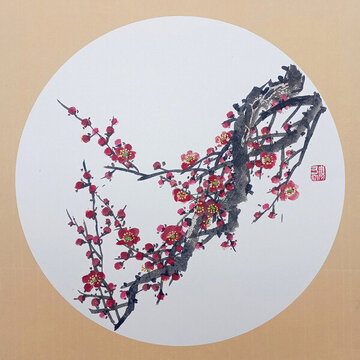 國畫紅梅