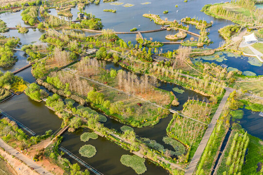 航拍云南昆明滇池斗南濕地公園