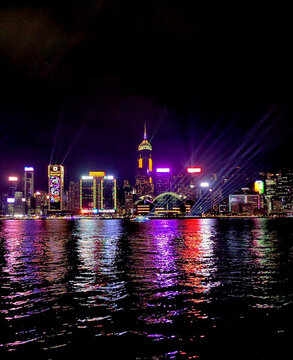 香港維多利亞港夜景燈光