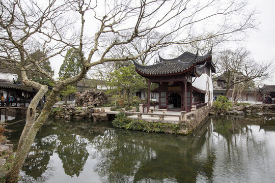 蘇州掘政園古典園林風光
