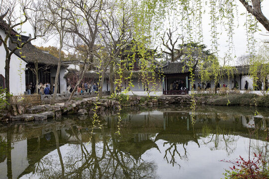 蘇州掘政園古典園林風(fēng)光