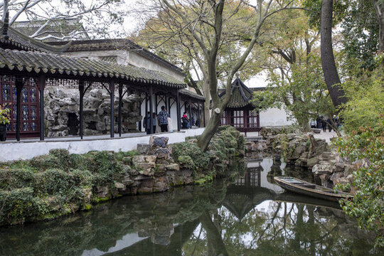 蘇州掘政園古典園林風(fēng)光