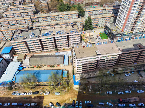 西安城市居民住宅區(qū)建筑群全景