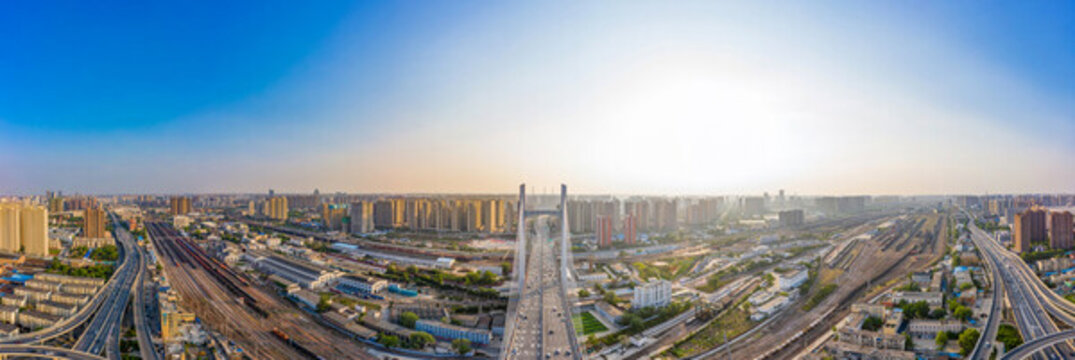航拍鄭州農業(yè)路大橋市中心路橋