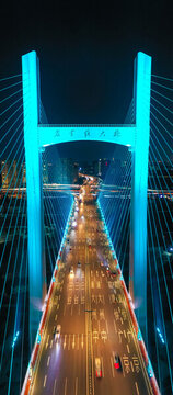 航拍鄭州農(nóng)業(yè)路大橋夜景燈光秀