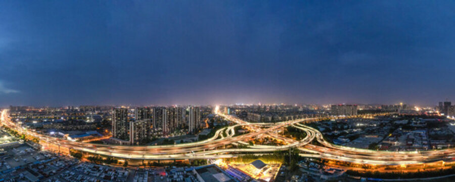 寬幅高清濟南匡山立交橋夜景