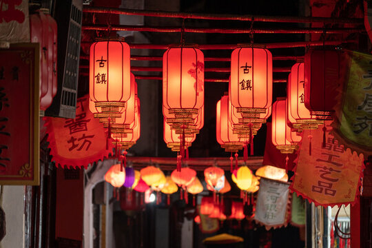 三河古鎮(zhèn)街巷燈籠