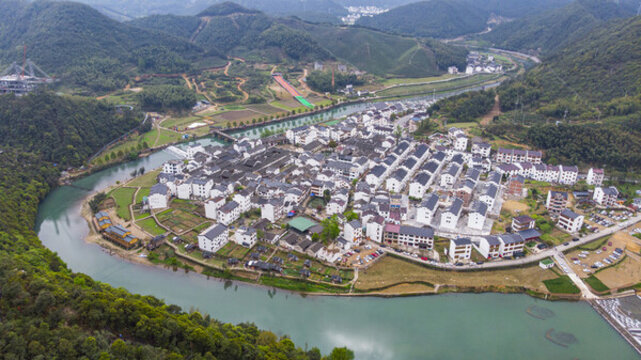 浦江詩人小鎮(zhèn)上河村航拍全景