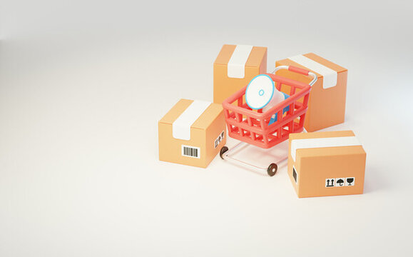 電商購(gòu)物包郵包裹快遞物流3D