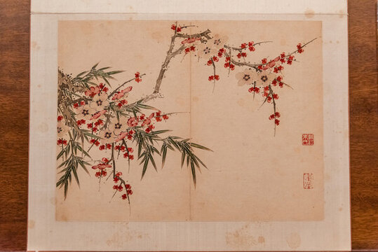 清代如皋貼絨畫冊頁梅花翠竹