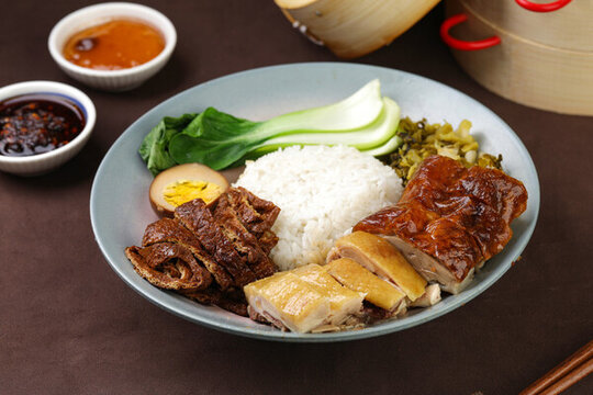 燒鵝拼白切雞飯