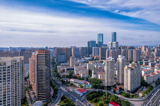 航拍青島城市建筑街景