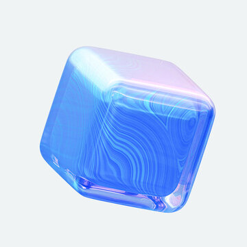 3D蓝色未来风纹理立方体素材