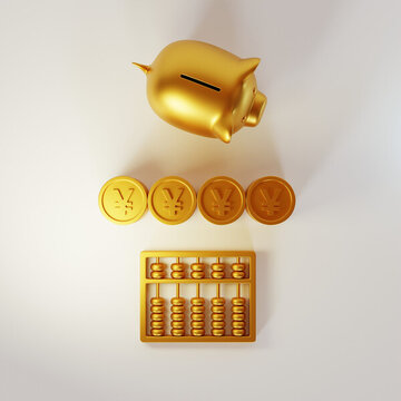 金融投資理財資產(chǎn)金豬算盤3D