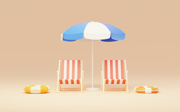 旅行享受沙滩滨海放松暑假3D