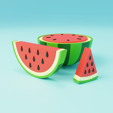 夏季西瓜水果解渴飽滿好吃3D