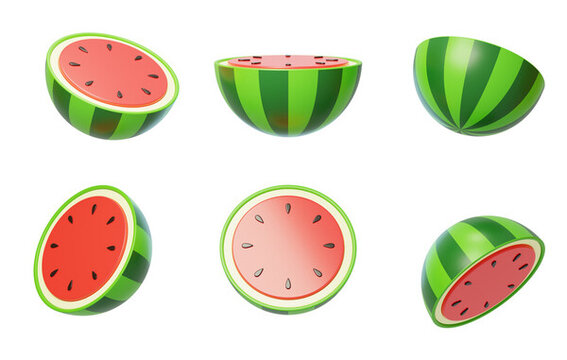 绿色西瓜水果解渴饱满好吃3D