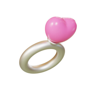 浪漫求婚表白结婚心形戒指3D