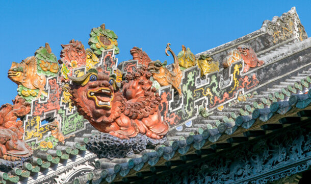古建筑獨角獸陶塑瓦脊