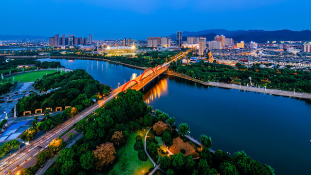 浙江義烏城市夜景風光