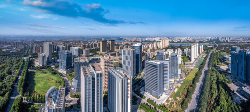 航拍壽光現(xiàn)代建筑街景