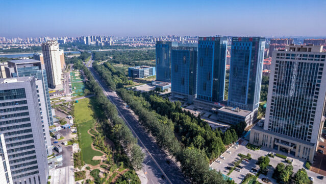 航拍壽光商務(wù)區(qū)街景
